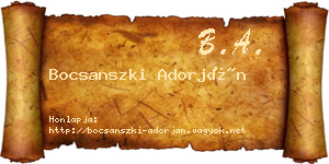 Bocsanszki Adorján névjegykártya